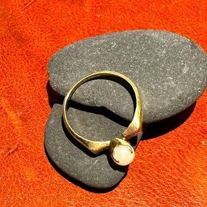 Vintage Ring. Gold Square setting. Pearl. Estate sale. Personal collection.